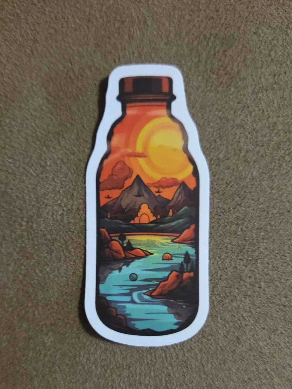 Sunset Mountain River in a Bottle Sticker